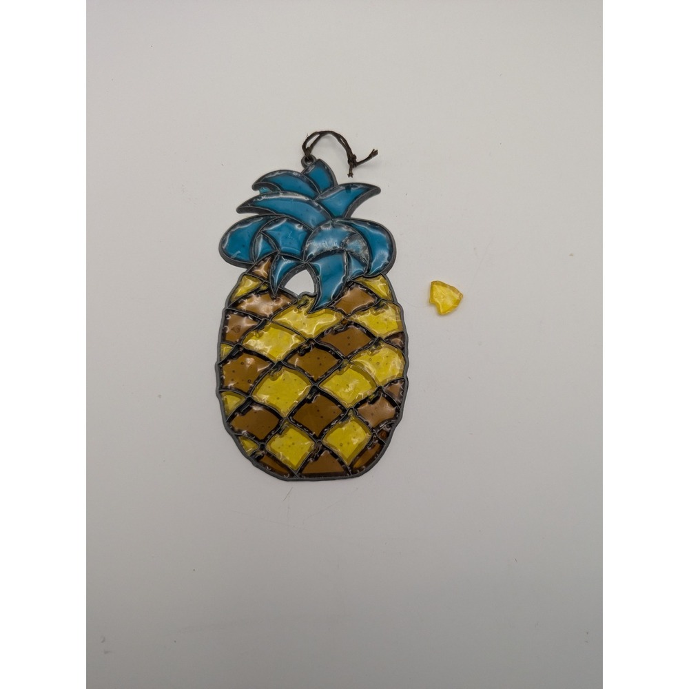 Vintage 1980s‎ Stained Pineapple Suncatcher Window Ornament Tropical Decor